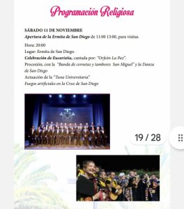 Programa de Actos y Eventos de las Fiestas de San Diego 2023. Programación cultural y religiosa. Fechas y Horarios