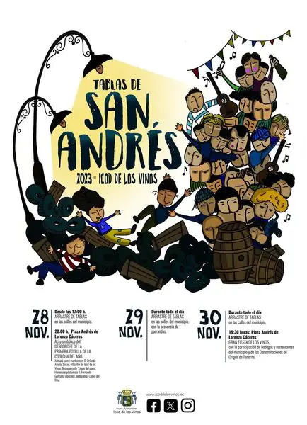 Fiestas de las Tablas de San Andrés de Icod de Los Vinos 2023. Cartel con programa de actos y eventos