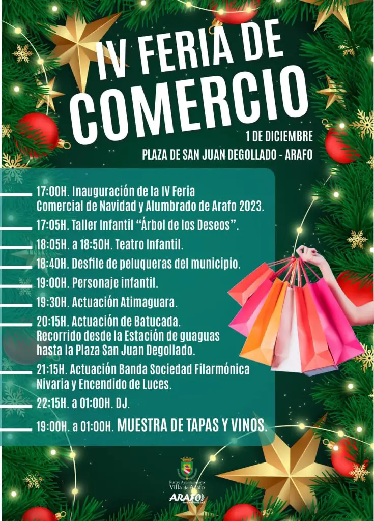 Cartel de la Feria Comercial y Encendido de Luces Navidad en Arafo 2023