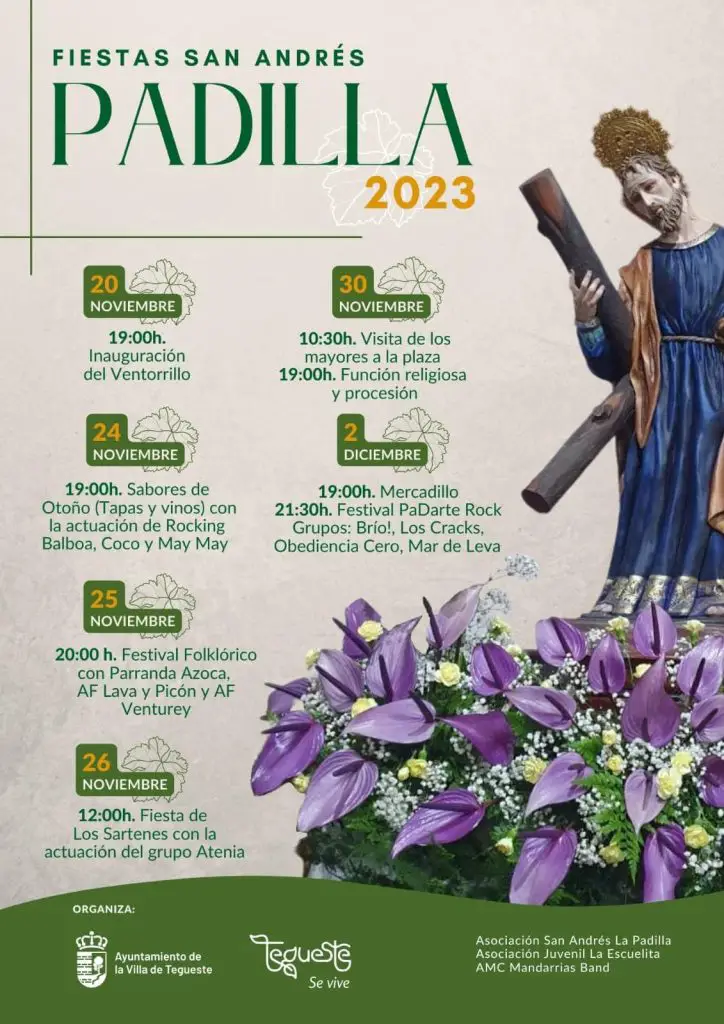 Programa de Actos y Eventos de las Fiestas de San Andrés en La Padilla 2023