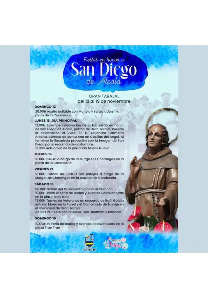 Programa de Actos y Eventos de las Fiestas de San Diego de Alcalá en Gran Tarajal 2023