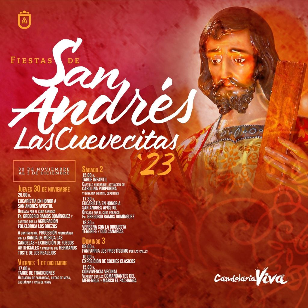 Programa de Actos y Eventos de las Fiestas de San Andrés en Las Cuevecitas, Candelaria 2023