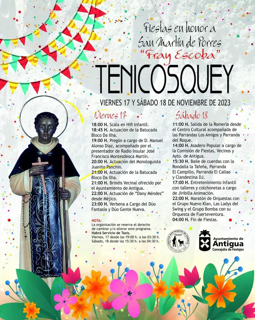 Programa de Actos y Eventos de las Fiestas de San Martín de Porres en Tenicosquey 2023