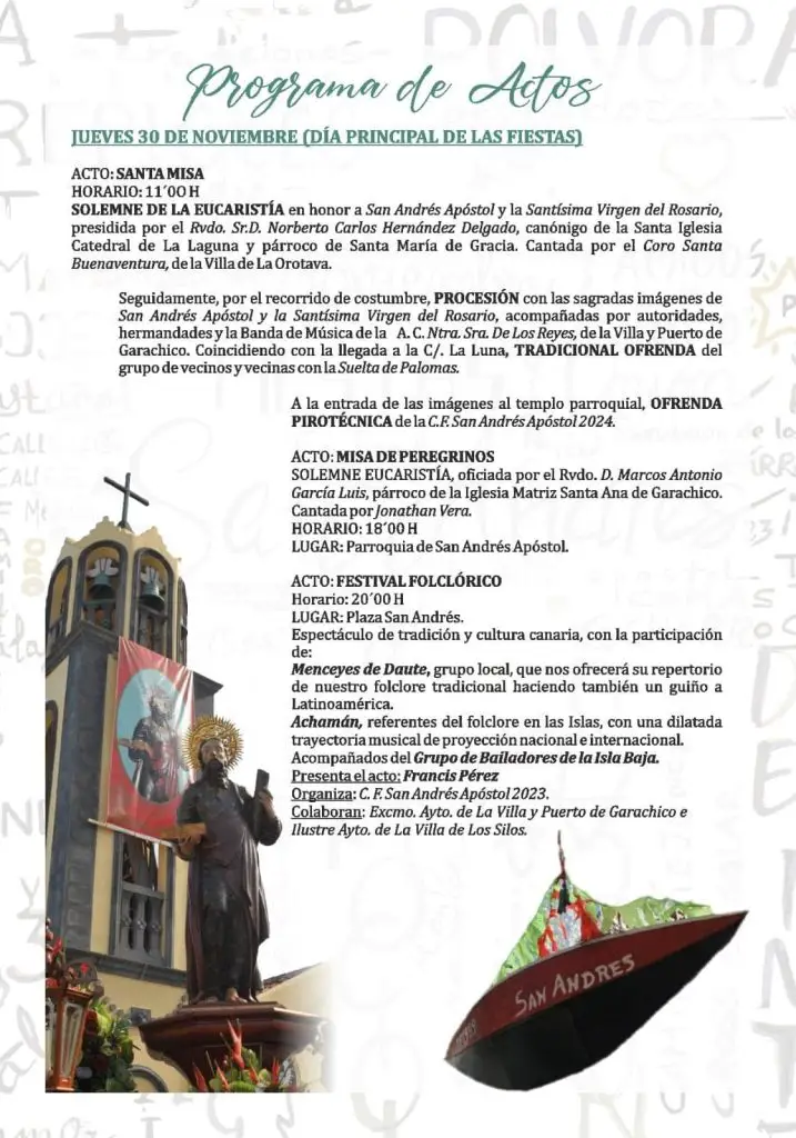 Programa de Actos y Eventos de las Fiestas Patronales de San Andrés Apóstol en La Caleta de Interián 2023