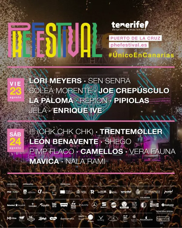 Phe Festival 2024 en Puerto de la Cruz, Tenerife. Días 23 y 24 de agosto con un increíble cartel de artistas. Compra tus entradas online