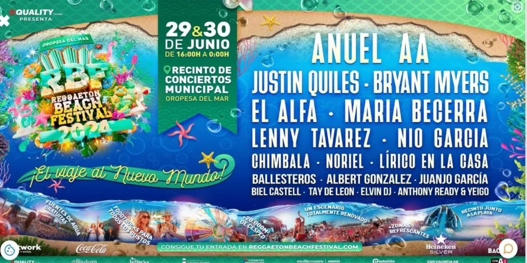 Reggaeton Beach Festival 29 y 30 Junio 2024. Artistas y Cantantes, Entradas, Cartel, Fechas, Horarios y toda la Información sobre el Festival