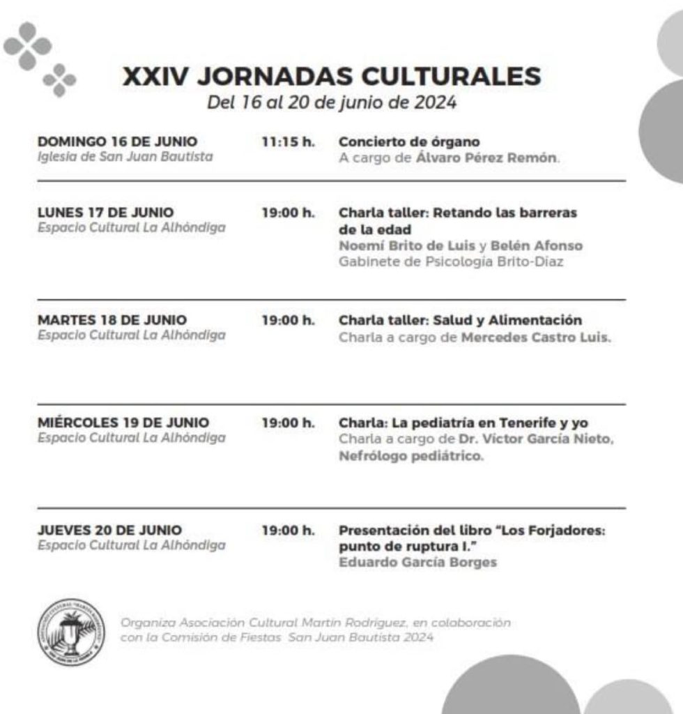 Programación destacada de las Fiestas Patronales de San Juan Bautista en San Juan de la Rambla 2024