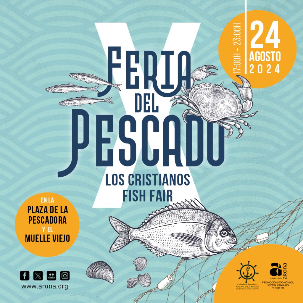 La X Feria del Pescado se llevará a cabo el próximo sábado 24 de agosto en Los Cristianos, en los icónicos escenarios de la Plaza de la Pescadora y el Muelle Viejo